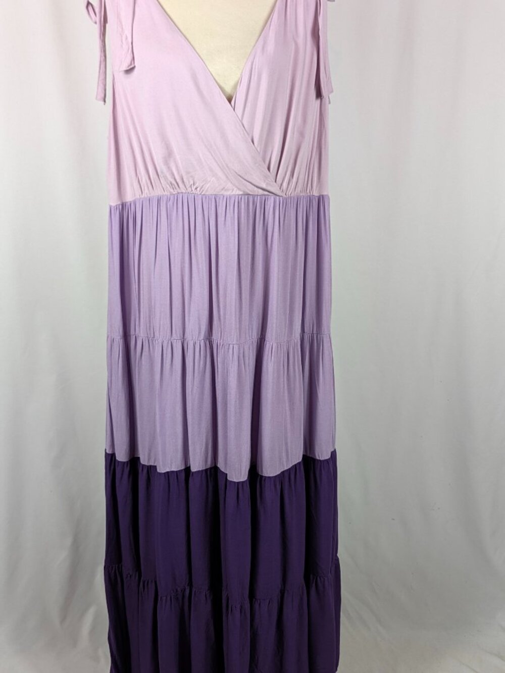 Eloquii Purple Maxi Dress Lavender Ombre Sleeveless Bows Stripes Plus Size 18